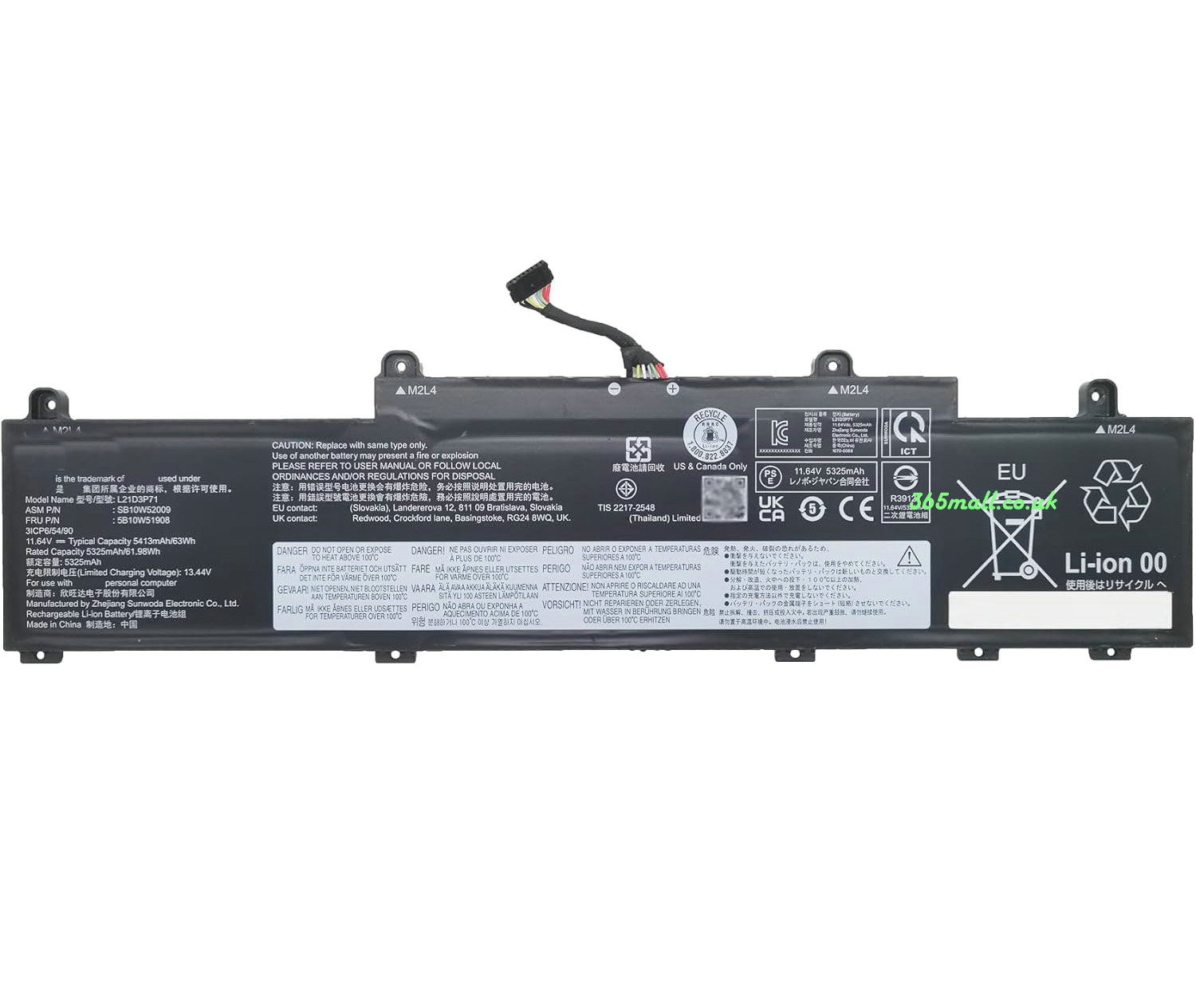 Li-ion Battery for Lenovo SB10W51997  